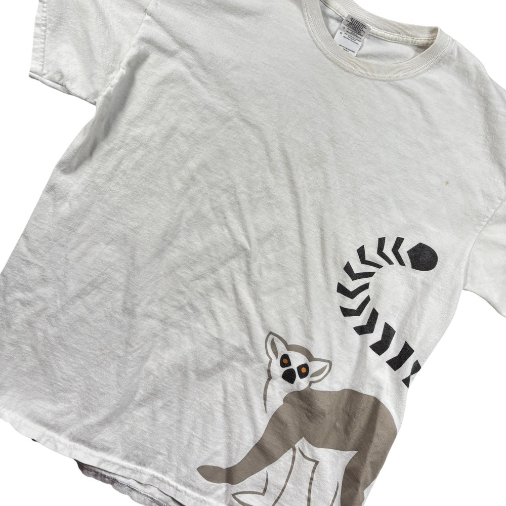 VTG Safari Lemur Graphic T Shirt White‎ Sz L Zoo grunge Streetwear 90s Y2K